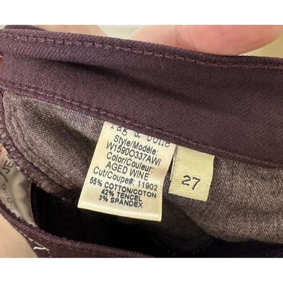 Rag & Bone The Dre Cuffed Ankle Skinny Jeans In Aged Wine 27 - Picture 6 of 7